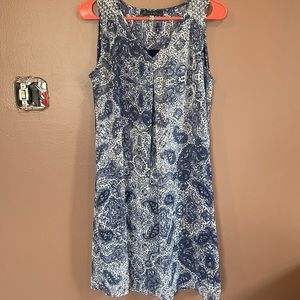 Rose & Olive V-neck Paisley Sleeveless Swing Dress